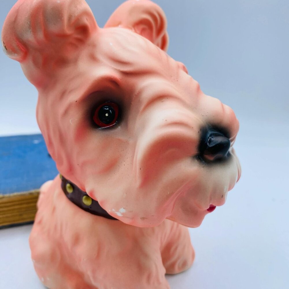 Pink terrier  coin bank piggy bank l retro  Scotty dog puppy coin bank ceramic